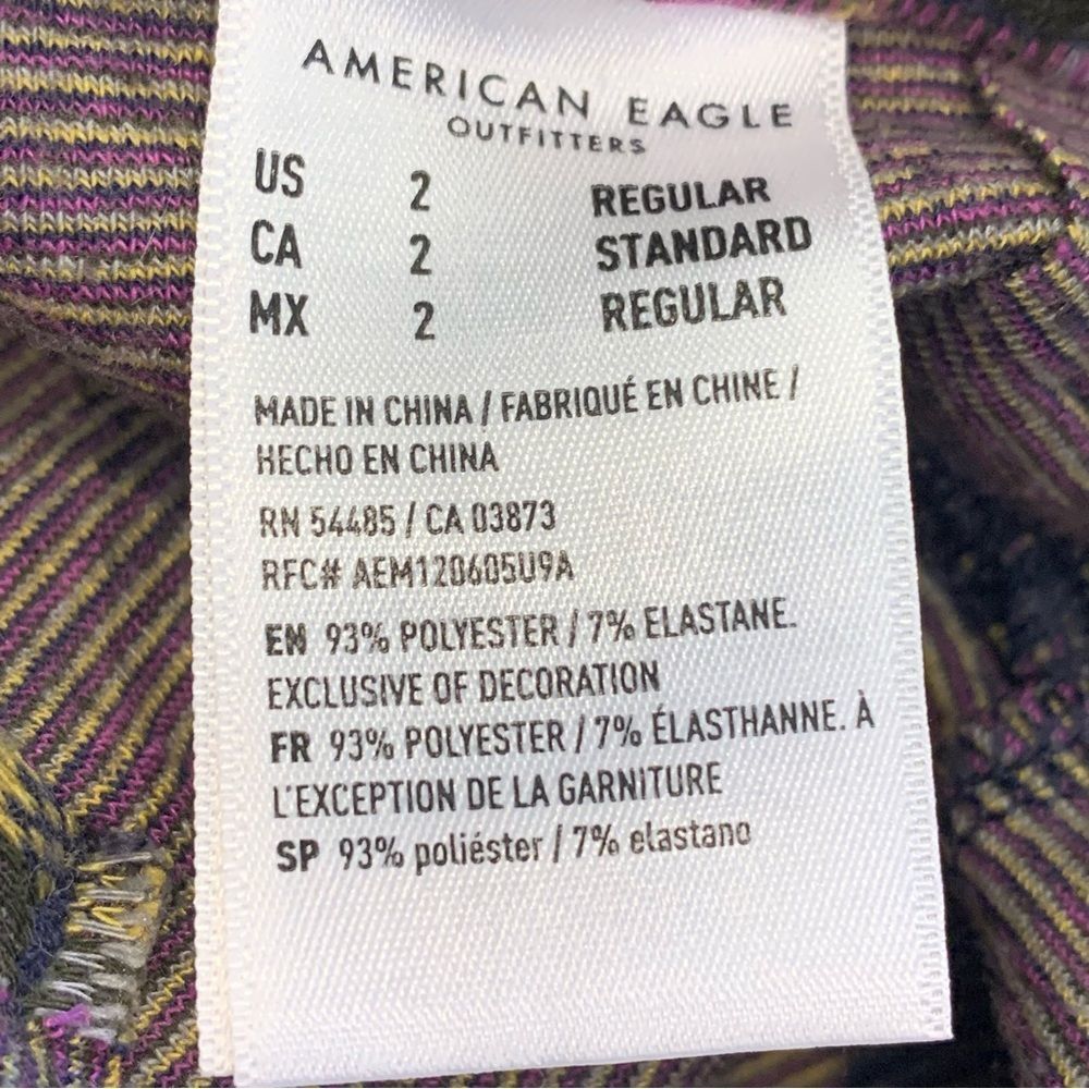 American Eagle Knit High-Waisted Kick Boot Plaid Pant Size 2 - Picture 6 of 9